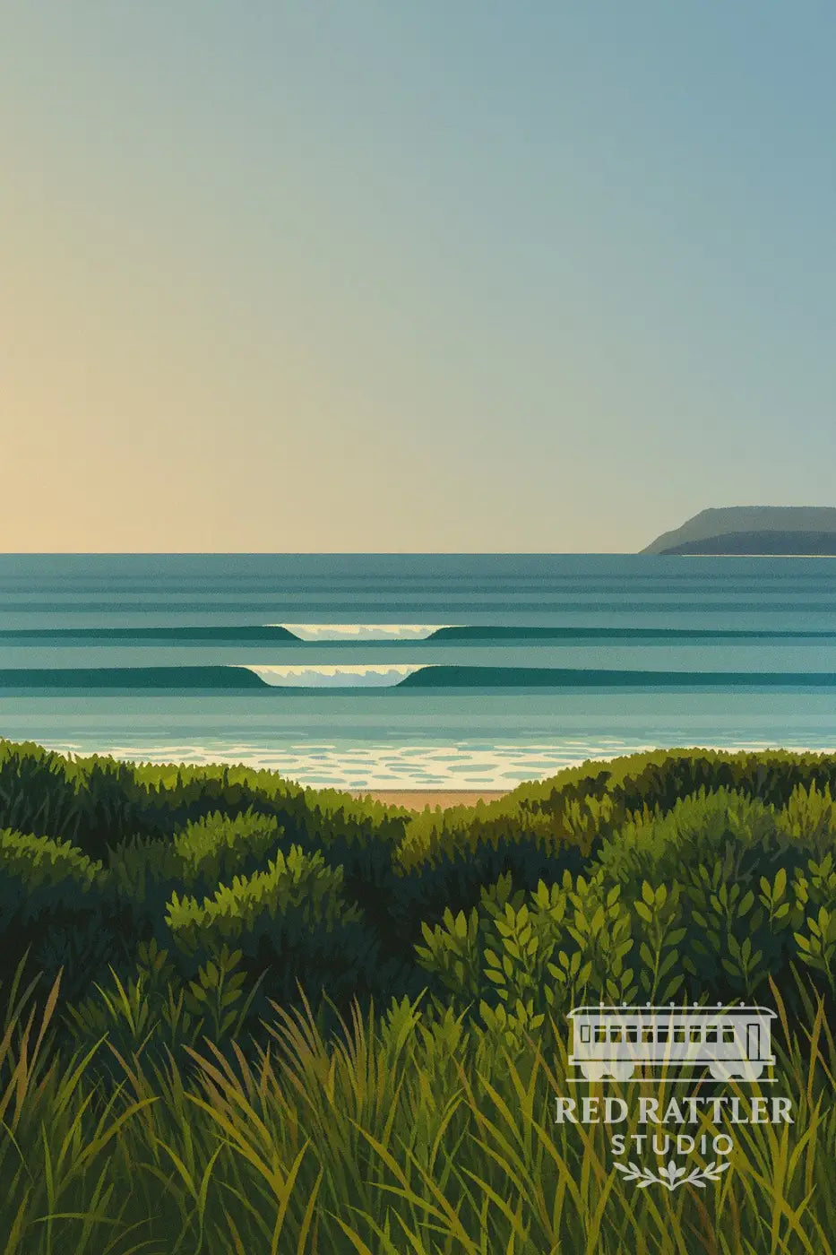 Nth Broulee Coastal Escape with gentle waves. 8 x 10’’ Metal Print