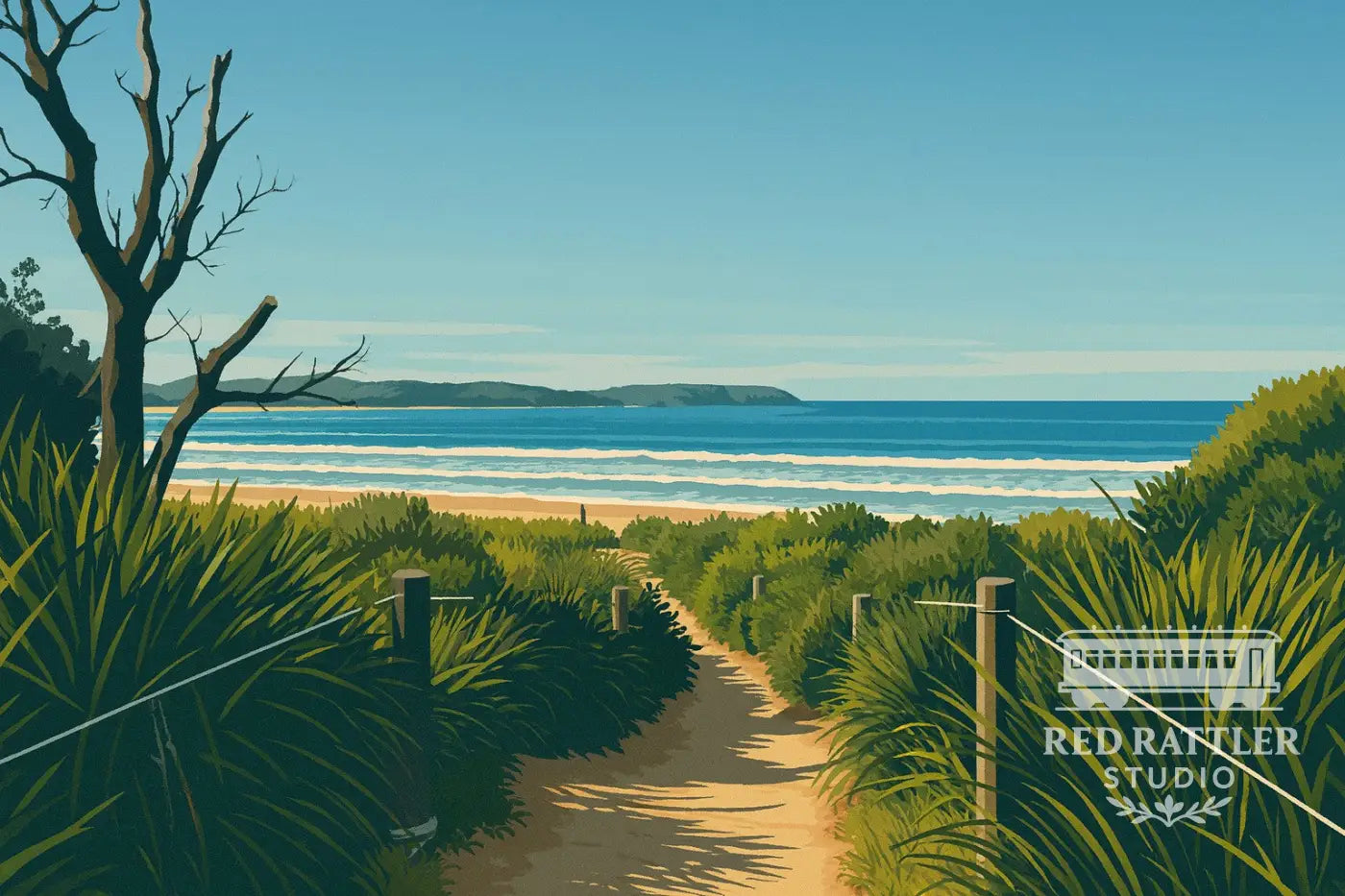 Coastal Pathway to the Beach Framed Print 20inch x 30inch. Art Print