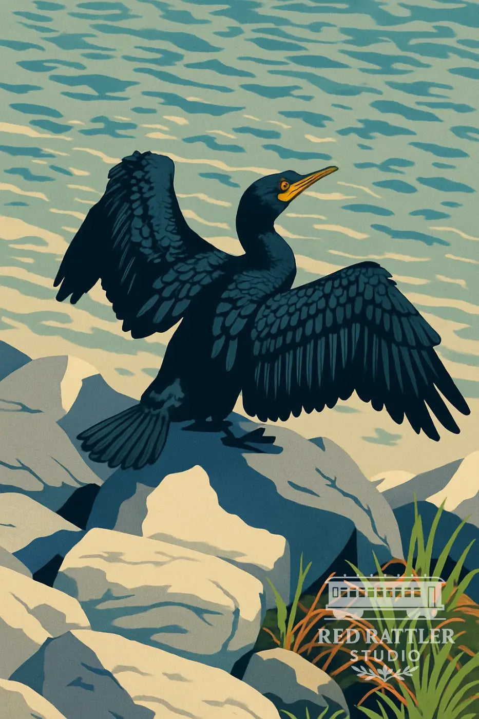 Little Black Cormorant Framed Print A2 Frame with A3 Print Art Print