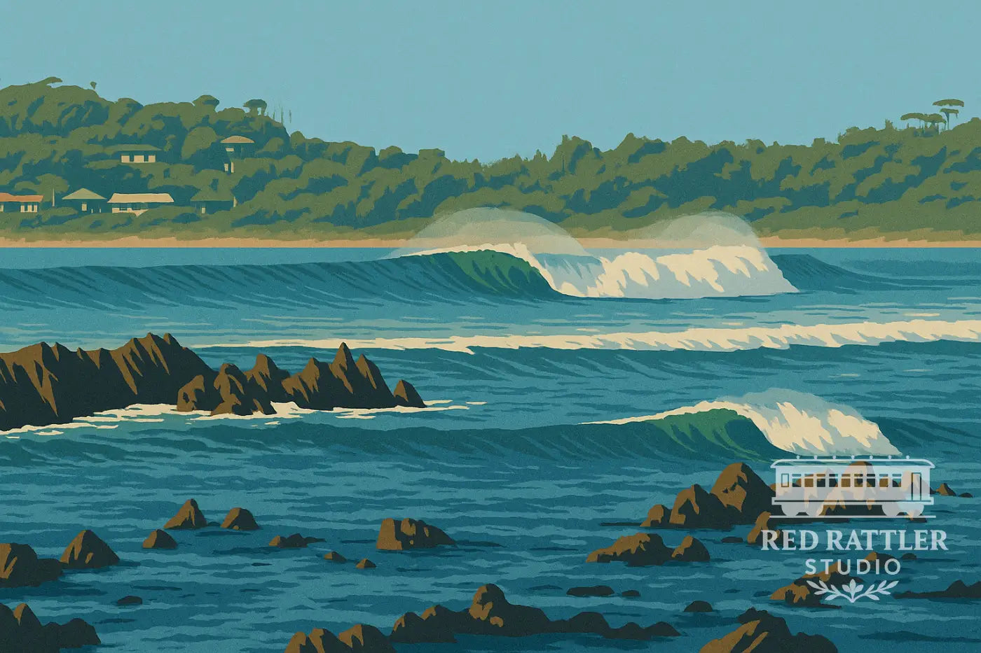 North Broulee Looking South Framed Print Size A3 Art Print