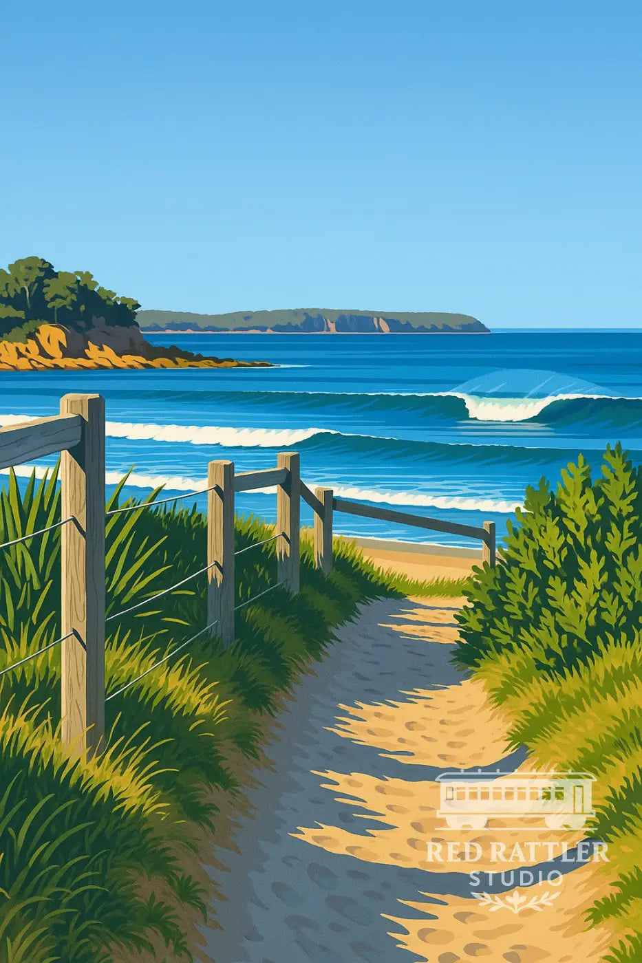 Pathway series: 2. Coastal Path to the beach - North Broulee Beach (Size A2 Printed on Metal)) Metal Print