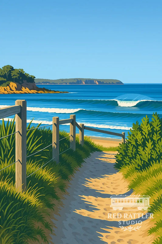 Pathway series: 2. Coastal Path to the beach - North Broulee Beach (Size A2 Printed on Metal)) Metal Print