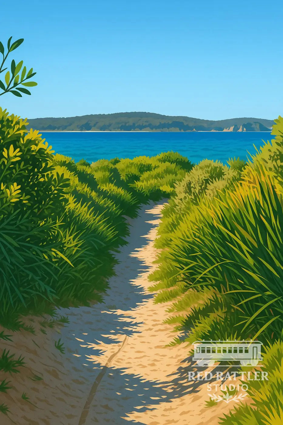 Pathway series: 3. Coastal Path to the horizon - Broulee Beach (Size A2 Printed on Metal) Metal Print