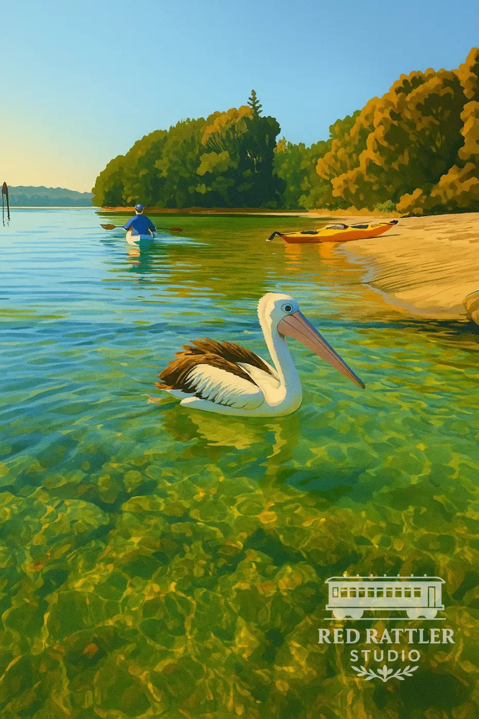 Pelican at Mossy Point (Size A4 Printed on Metal) Metal Print