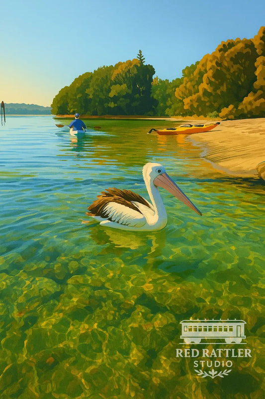 Pelican at Mossy Point (Size A4 Printed on Metal) Metal Print