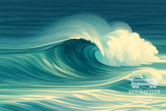 South Broulee Abstract Wave Framed Print Size A3 Art Print