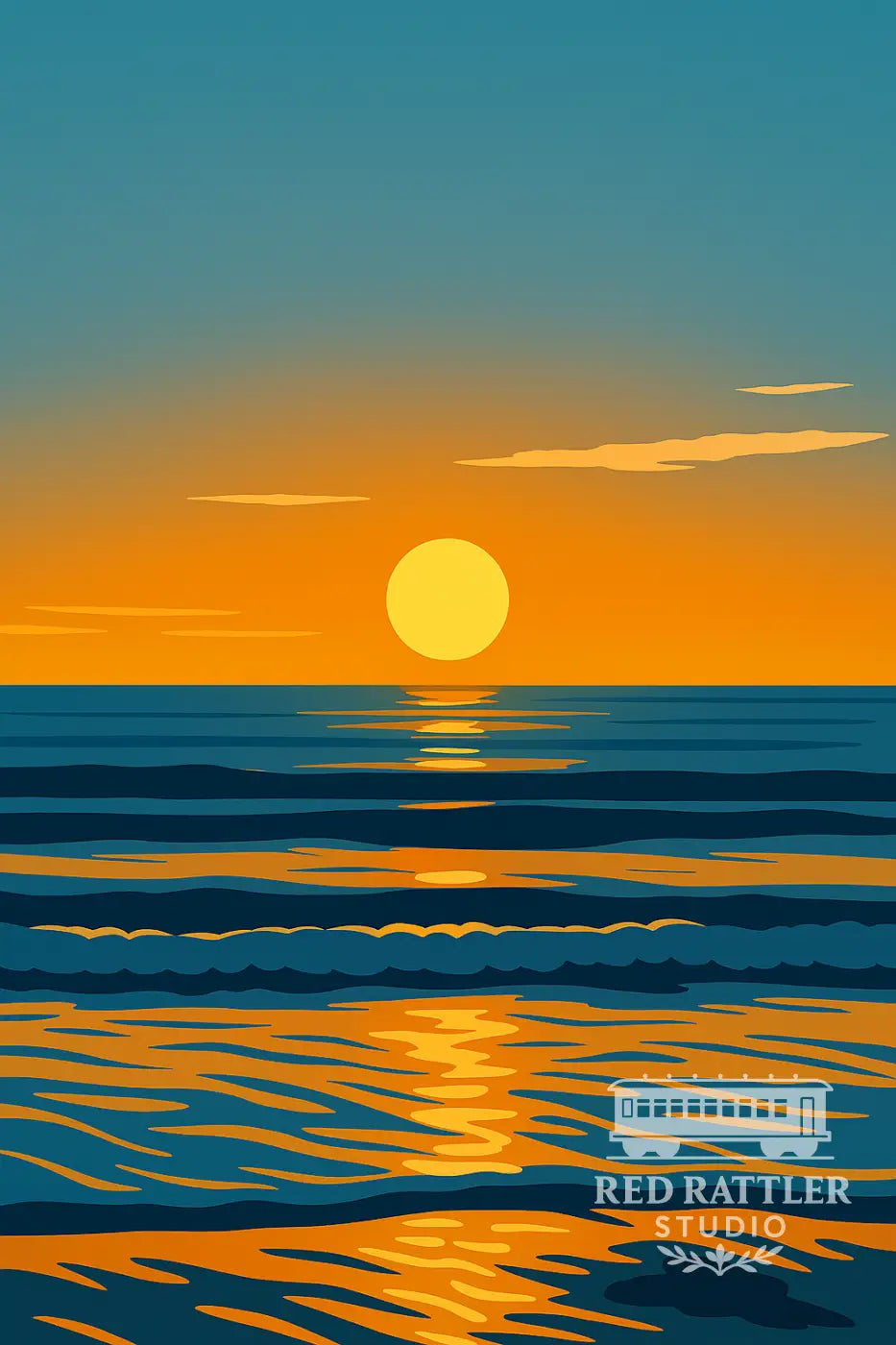 Sunrise Over Sea Framed Print Size A2 Frame with A3 Print Art Print