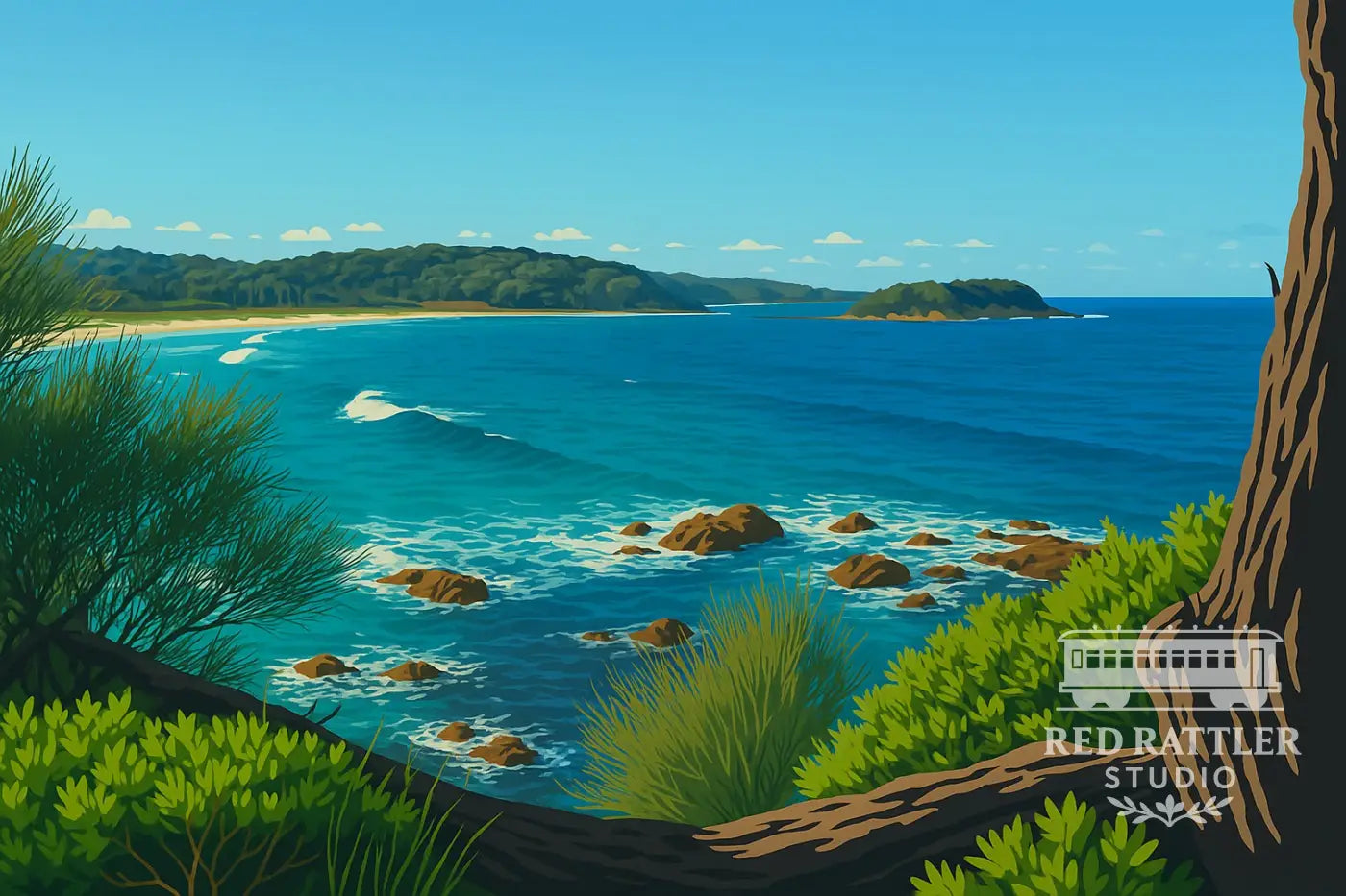 View from Tomakin Headland Framed Print 20inch x 30inch. Art Print